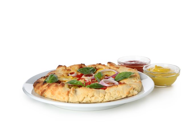 Concept of tasty food, Vegetable galette, isolated on light background