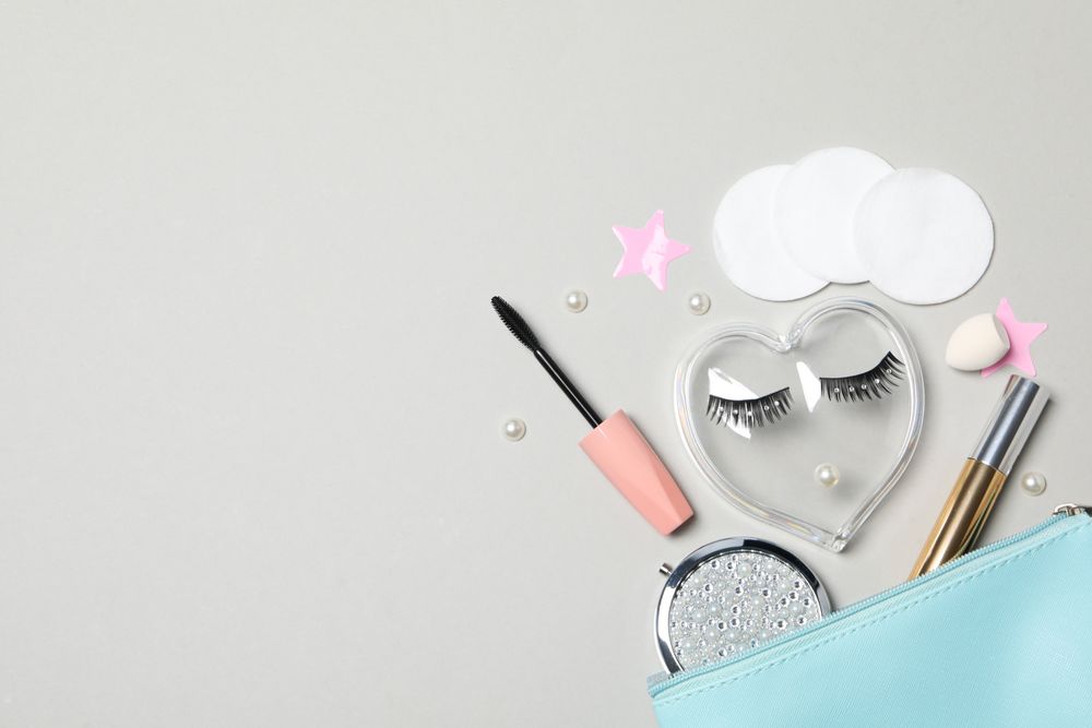 False eyelashes, concept of different makeup accessories