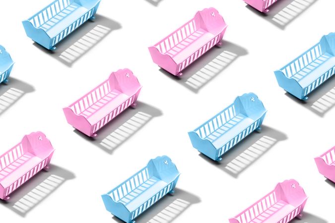 Pink and blue Baby crib pattern