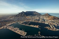 Commercial docks of cape town harbor as seen from above 0gpA35