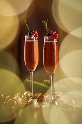 Glasses of champagne during Christmas holiday