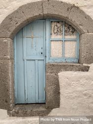 Patmian blue door with window bxAdwn