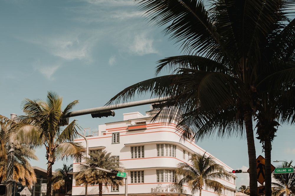 MIAMI, USA - November 13, 2018: View of beautiful city street