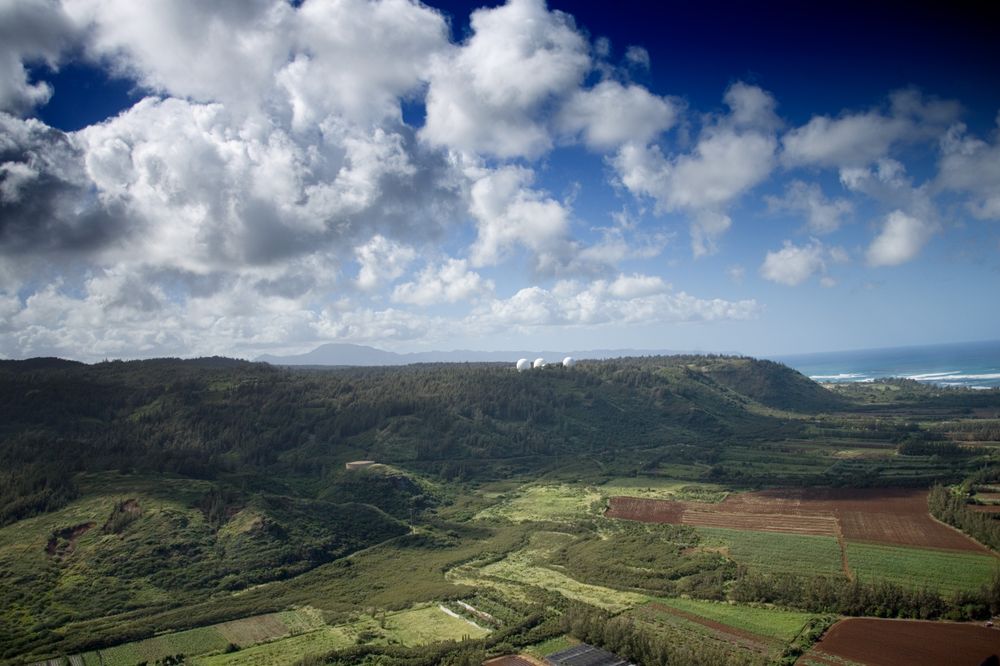 Aerial view of pinapple farms in Hawaii