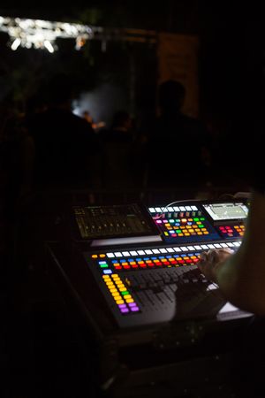 Sound mixer during a night concert