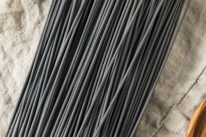 Homemade Uncooked Dry Squid Ink Pasta