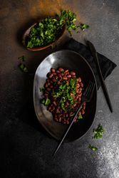 Traditional Georgian lobio dish in elegant modern bowl