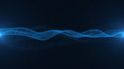 Close up of glowing blue soundwaves