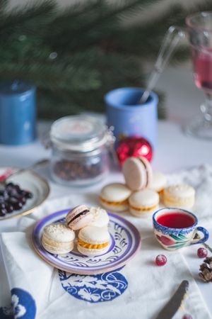 Holiday tea time with homemade macarons