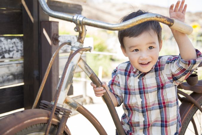 Boy Having Fun on the Bicycle