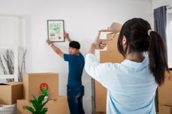 Young couples move into homes and apartments, Moving house, New house.