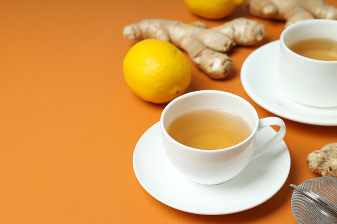 Cold treatment, healthcare concept - tea with ginger