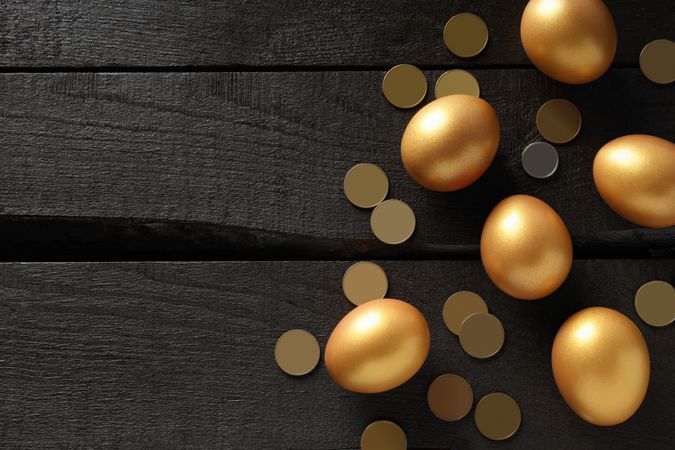 Concept of wealth and retirement - golden eggs