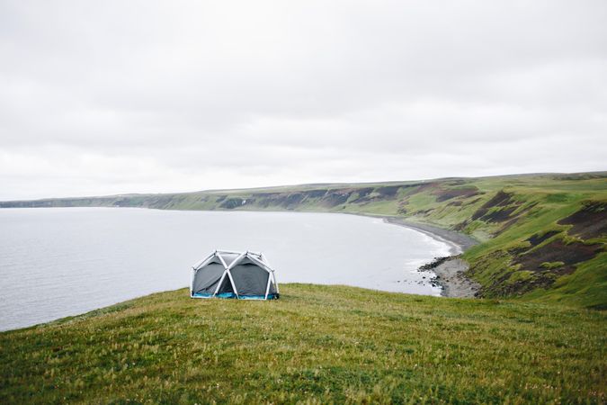 Camp site set up over the coast