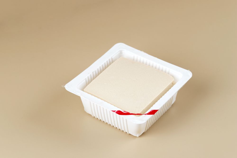 Open box of tofu block