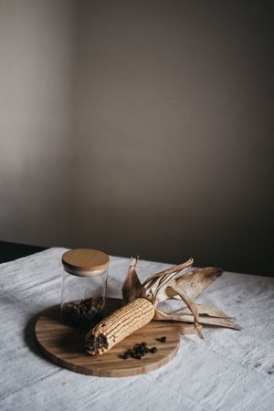 Corn and spice on table