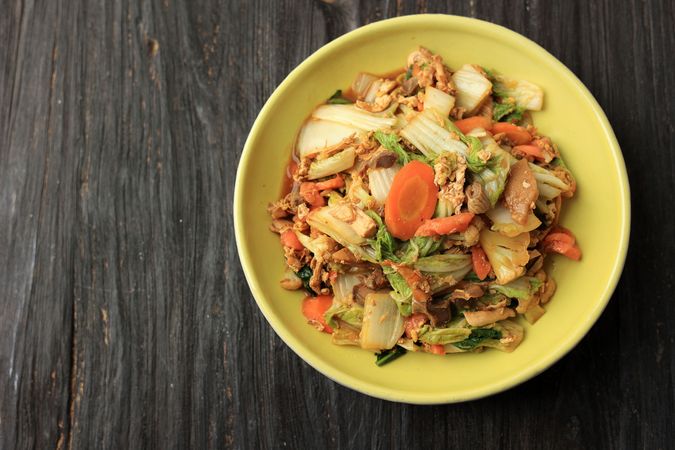 Plate of capcay goreng, Chinese stir fry