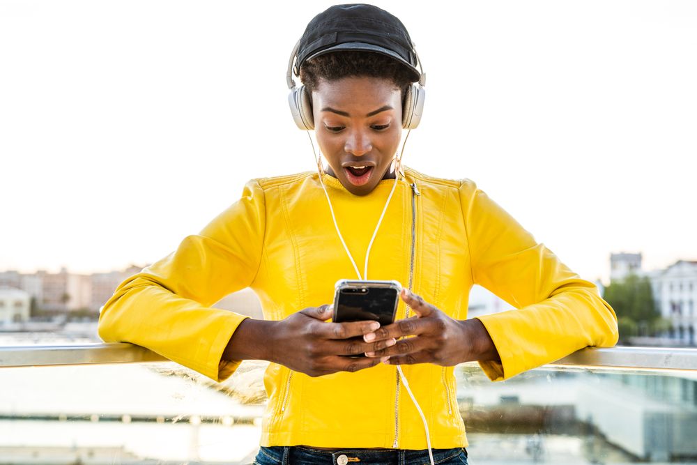 Black woman using mobile phone