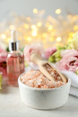 Sea salt, concept of spa and self care