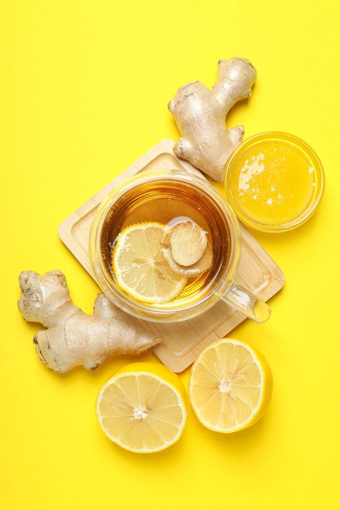 Cold treatment, healthcare concept - tea with ginger