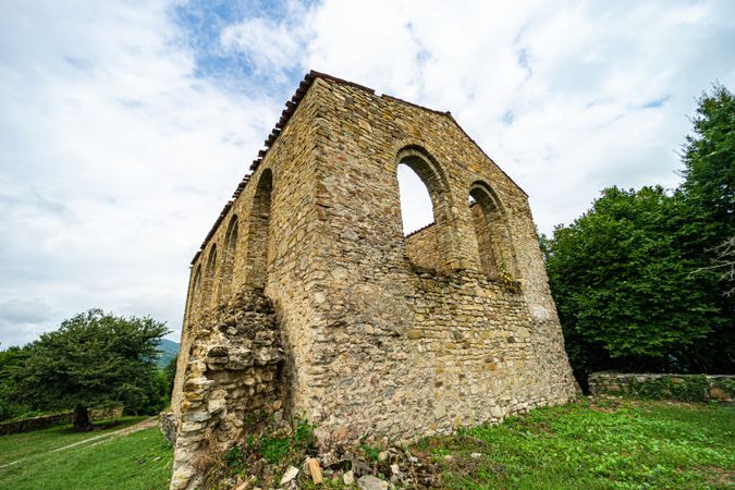 Ruins of Kvetera fortress city in the Georgian Caucasus mountains