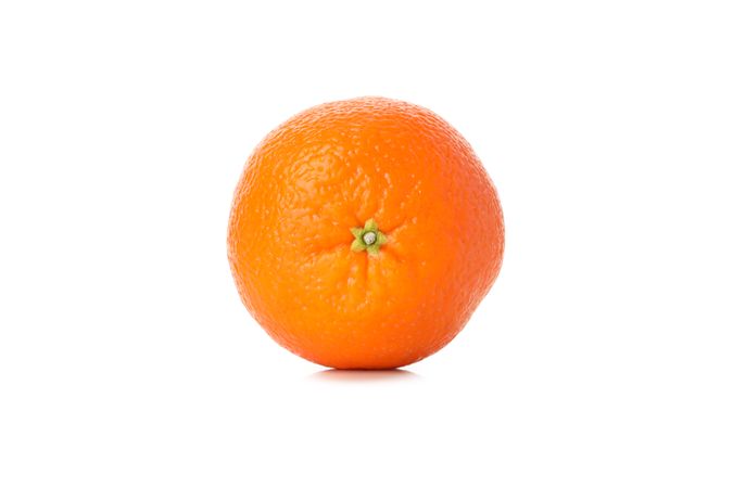 Ripe one mandarin isolated on light background