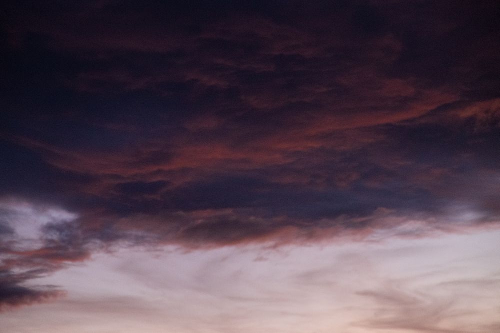 Red purple clouds in the evening sky