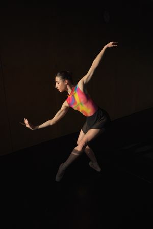 Warm-up and rehearsal of a professional ballet dancer