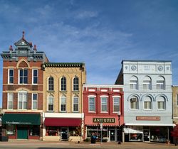 A downtown block in Hastings, Minnesota