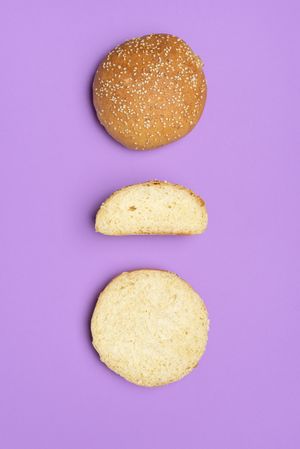 Bread buns isolated on a purple color