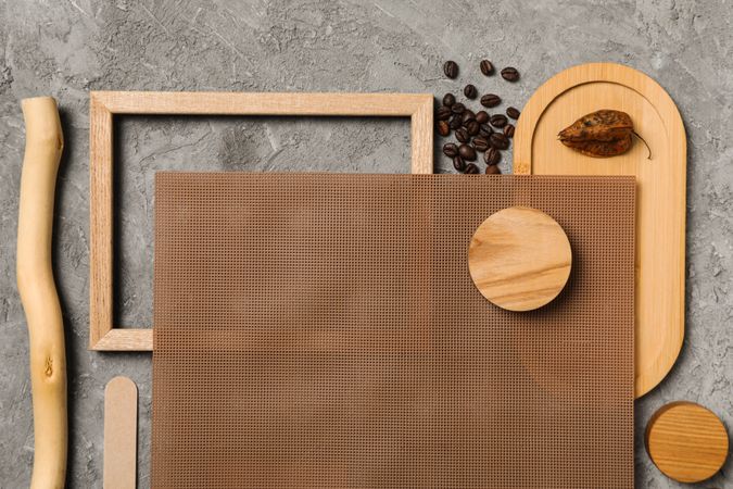 Flat lay of creative moodboard composition, top view