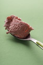 Close up spoon of ice cream