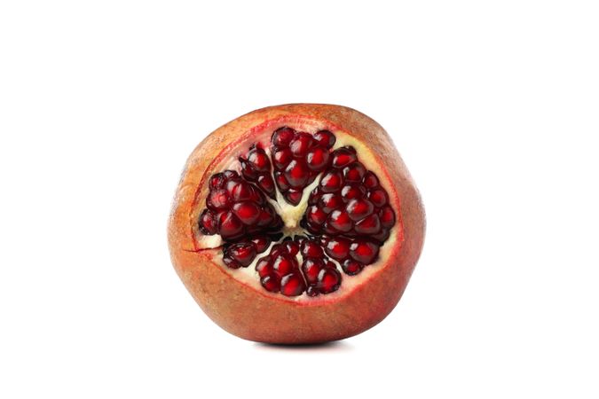 Top view of open pomegranate fruit