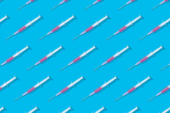 Pattern of syringes with blood in vial