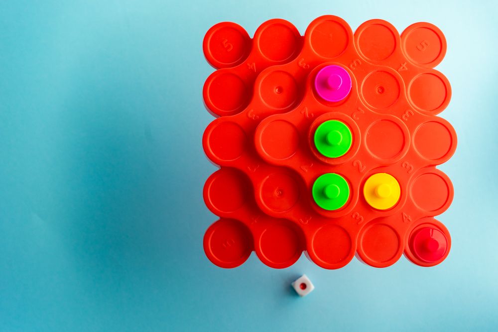 Board game on blue background