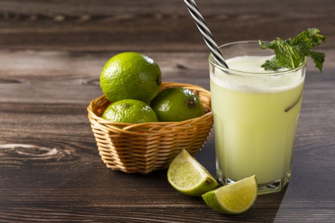 Refreshing lemonade with mint. Lemonade, summer drink.