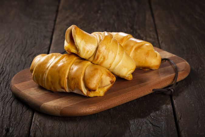 Traditional fresh baked croissants on the table.