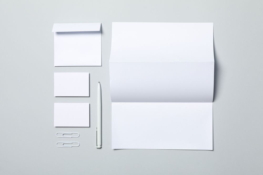 Mockup business brand template on light gray background, space for text