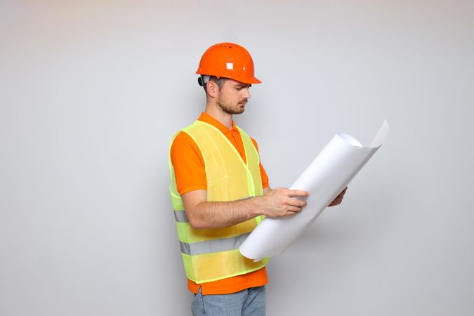 Young man civil engineer in safety hat