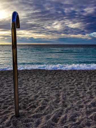 Public shower on Larvotto beach, Monaco