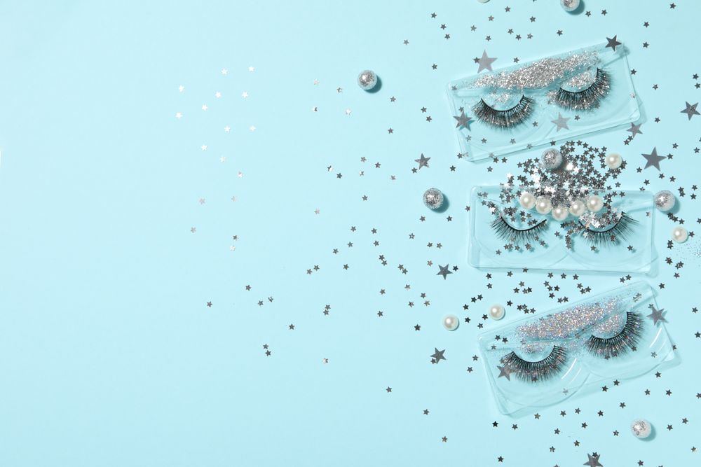 concept of cosmetology tools and beauty treatment, false eyelashes