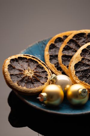 Dried Grapefruits On Festive Plate