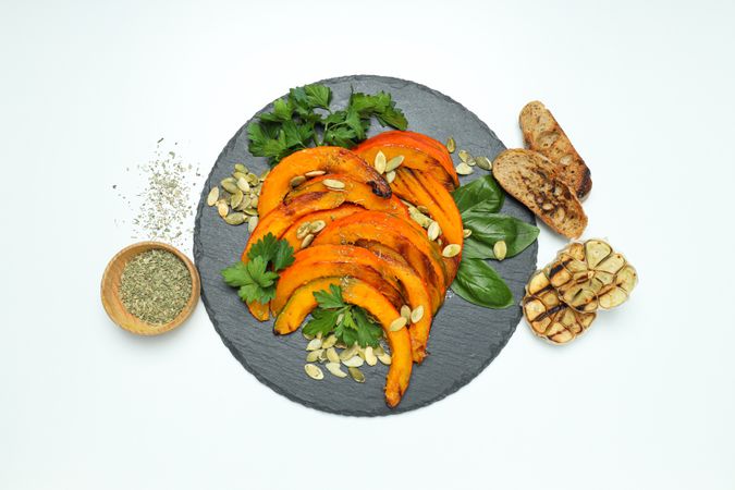 Concept of tasty homemade dish - baked pumpkin