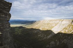 Stone hills and cloudy sky