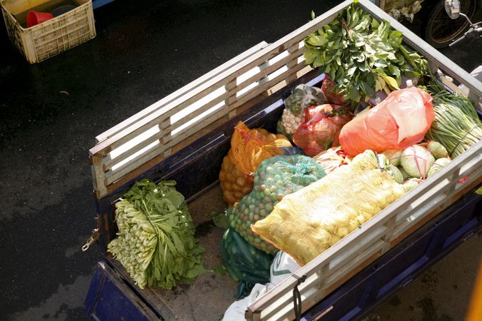 Truck of fresh fruit and vegetables