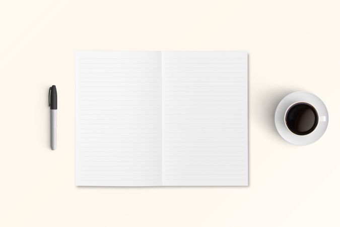 Modern workspace with  copy space on color background