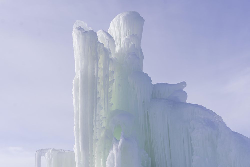Frozen ice formation in the winter