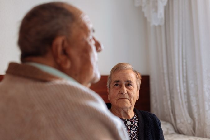 mature couple in interior of their house
