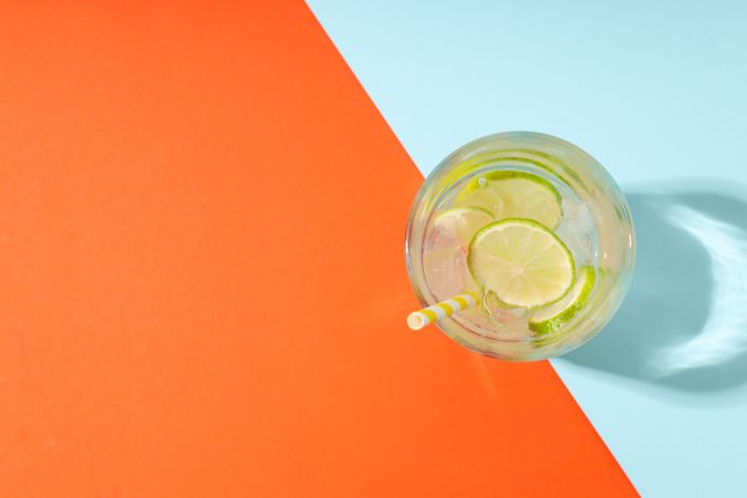 Glass of mojito, delicious and fresh summer cocktail, space for text