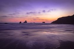 Sunset on a rocky beach in Northern California
